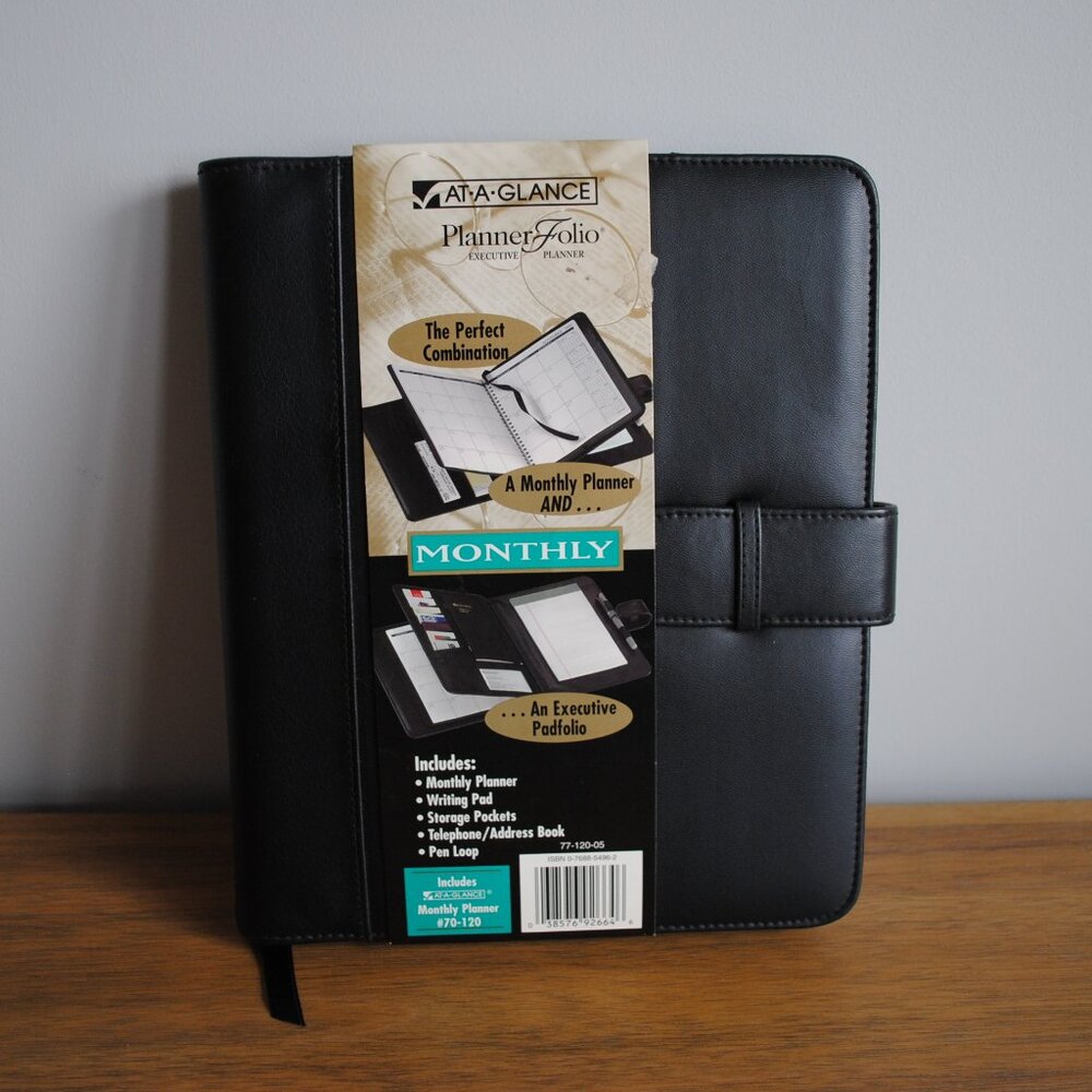Brand New Vintage AT-A-GLANCE Leather Folio Executive Planner (2004)